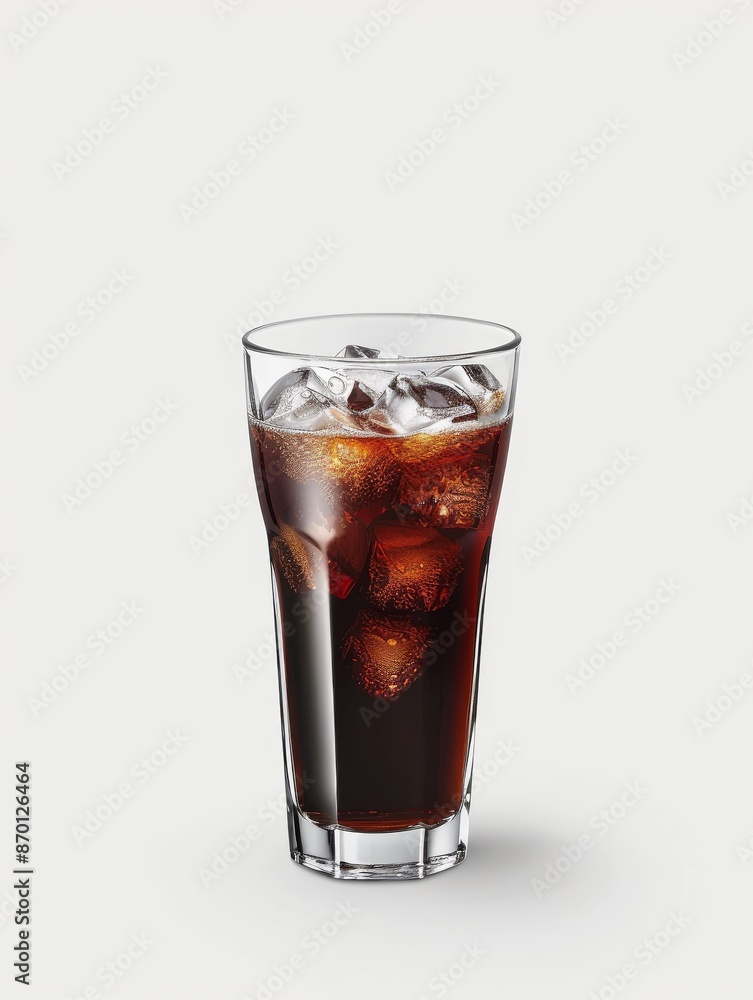 Cola glass with ice cubes over white Cola glass with ice cubes over white