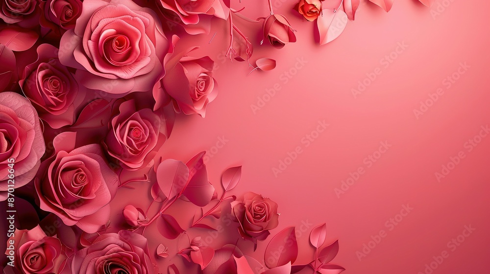 Top View Rose Flower Background with Empty Space for Wedding Invitation Cards Top View Rose Flower Background with Empty Space for Wedding Invitation Cards
