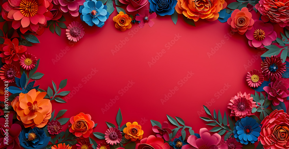 A red background with a flowery border A red background with a flowery border