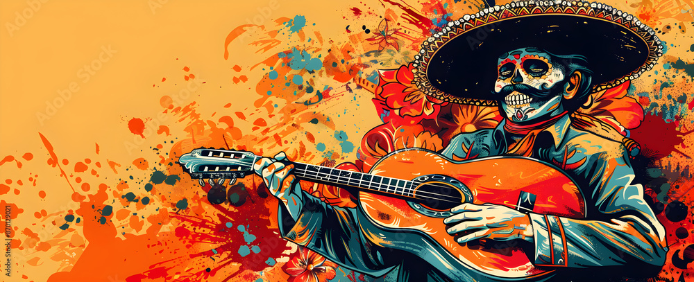A man in a sombrero playing a guitar A man in a sombrero playing a guitar