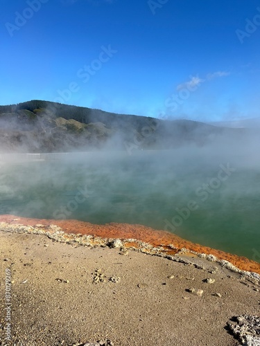 Champagne Pool, Wai-O-Tapu Thermal Wonderland, Rotorua, North Island of New Zealand photo