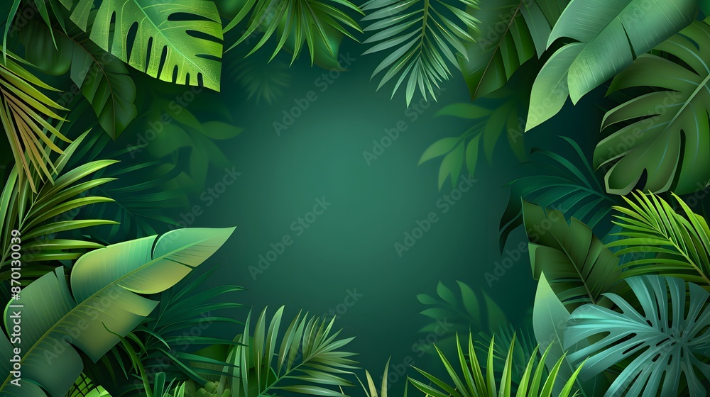 tropical leaf on dark green background tropical leaf on dark green background