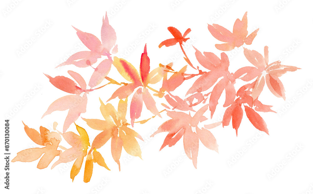 Abstract watercolor autumn leaves with transparent background illustration, watercolor background autumn leaves element Abstract watercolor autumn leaves with transparent background illustration, watercolor background autumn leaves element