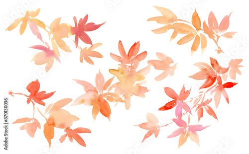 Wallpaper Mural Watercolor botanical clipart set with abstract hand painted autumn leaves. PNG files. Autumn leaves illustrations for banner and stationery. Torontodigital.ca