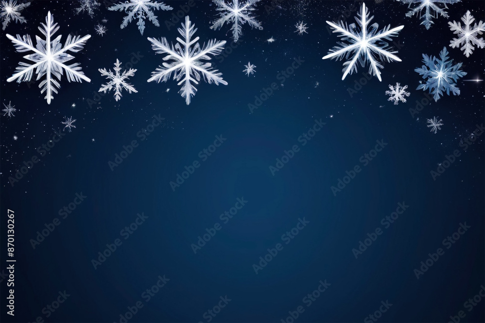Sparkling Snowflakes on Dark Blue Background Sparkling Snowflakes on Dark Blue Background