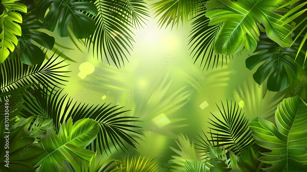 tropical leaf with light green bokeh background tropical leaf with light green bokeh background