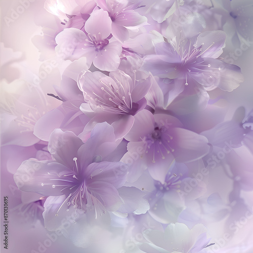 A soft purple flower, light purple background.
