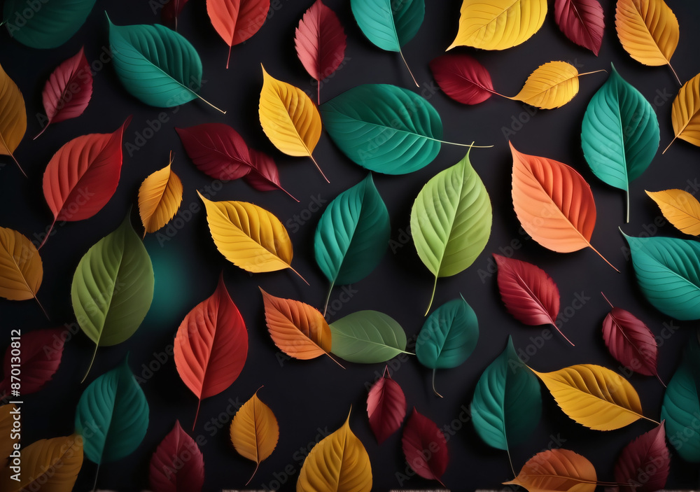 colorful leaves pattern wallpaper background design. Generative AI. colorful leaves pattern wallpaper background design. Generative AI.