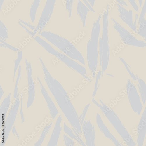 Neutral Colour Tropical Leaf Seamless Pattern Design