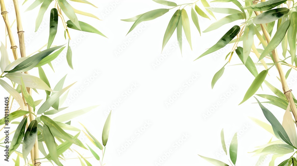 Elegant bamboo frame with lush green leaves, perfect for natural-themed designs or backgrounds, offering a serene and tranquil ambiance. Elegant bamboo frame with lush green leaves, perfect for natural-themed designs or backgrounds, offering a serene and tranquil ambiance.