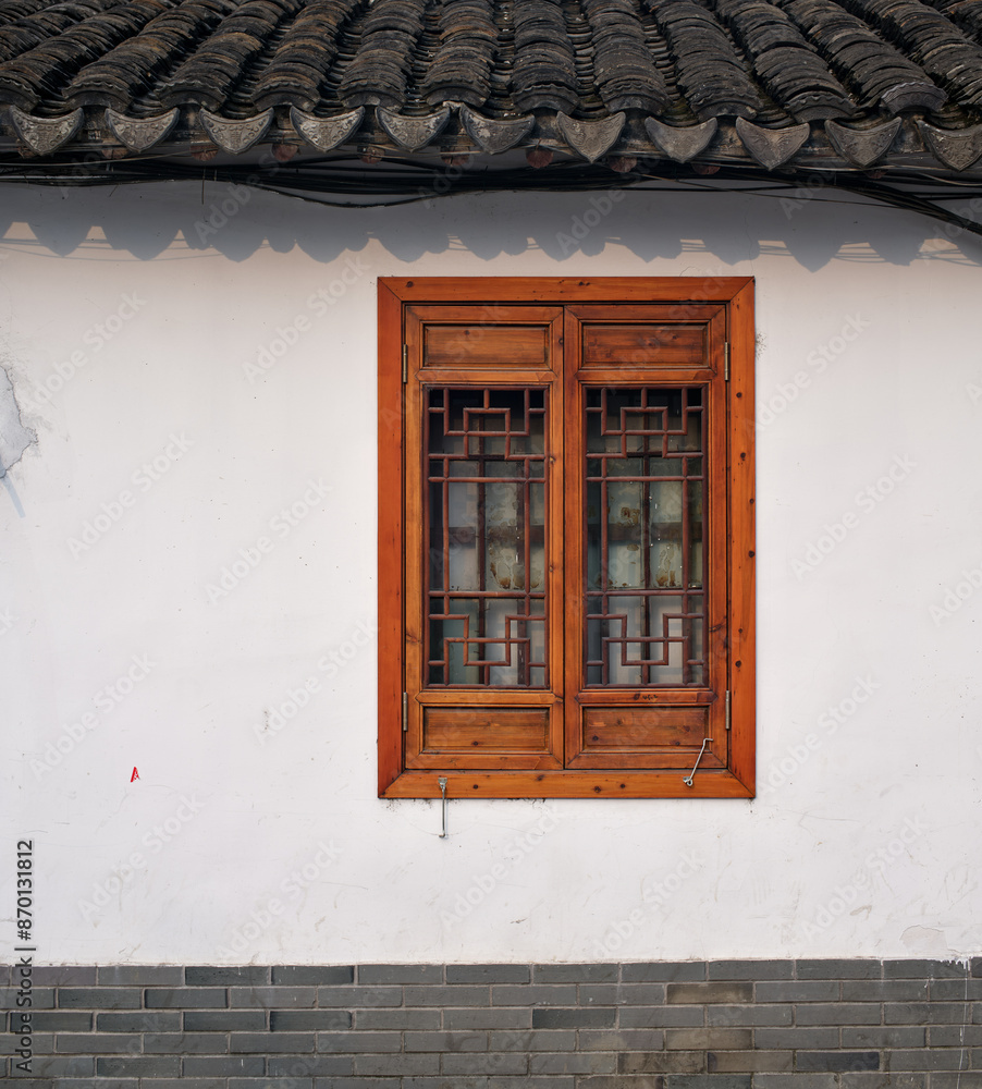 Fototapeta premium roof, window and wall of a chinese traditional house