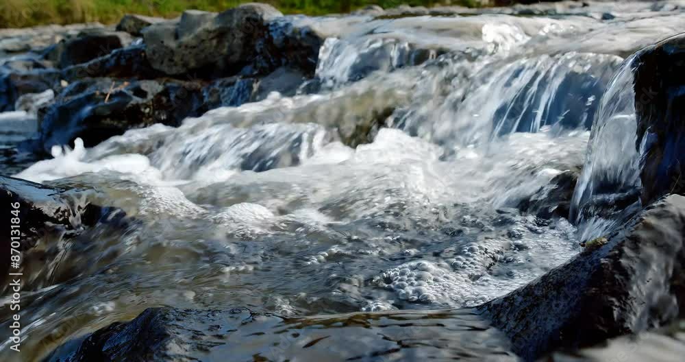 Water flows over rocks, Closeup of The Haruru Falls
Water flows over rocks, Closeup of The Haruru Falls