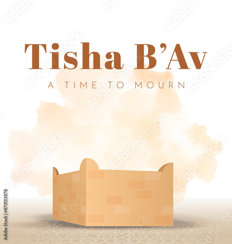 Tisha B'Av Poster Design for Jewish  Holiday. Day of mourning for tragedies across Jewish history