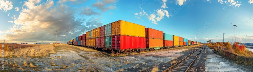 Efficient Freight Train Transporting Cargo Containers Illustrating Distribution Logistics Efficient Freight Train Transporting Cargo Containers Illustrating Distribution Logistics