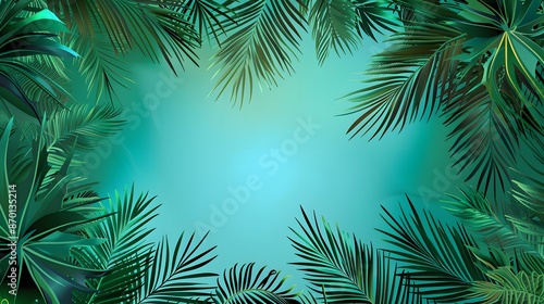 tropical leaf background with copy space