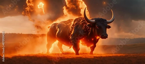 Inferno-Raging Bull: Flame-Enshrouded Bull