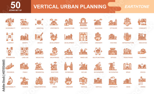 Vertical Urban Planning icon set