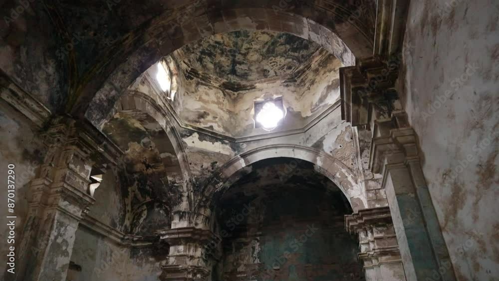 Full HD Video of Abandoned Church Ceiling, Slowly Revealing Lonely and Damp Atmosphere Full HD Video of Abandoned Church Ceiling, Slowly Revealing Lonely and Damp Atmosphere