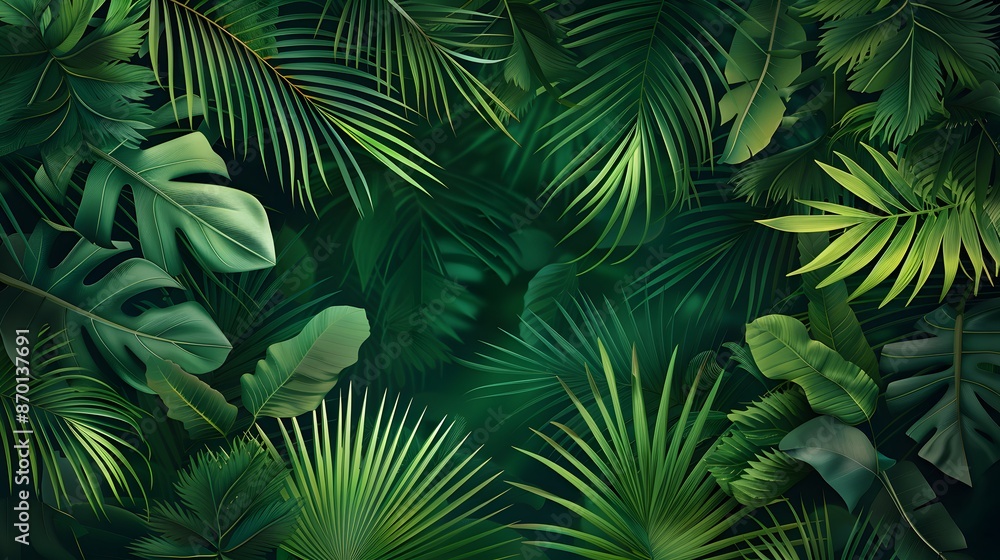 tropical leaf on dark green background tropical leaf on dark green background