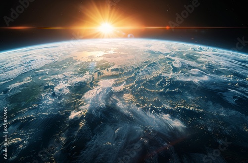 Stunning View of Earth From Space With Rising Sun
