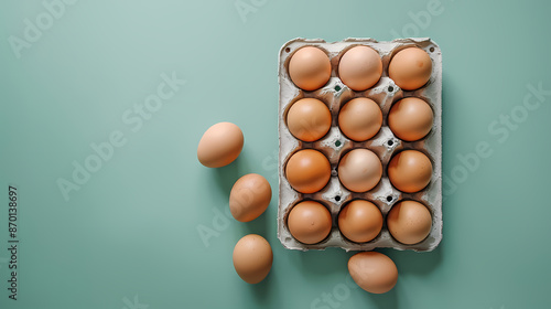 Box of eggs, top view photo