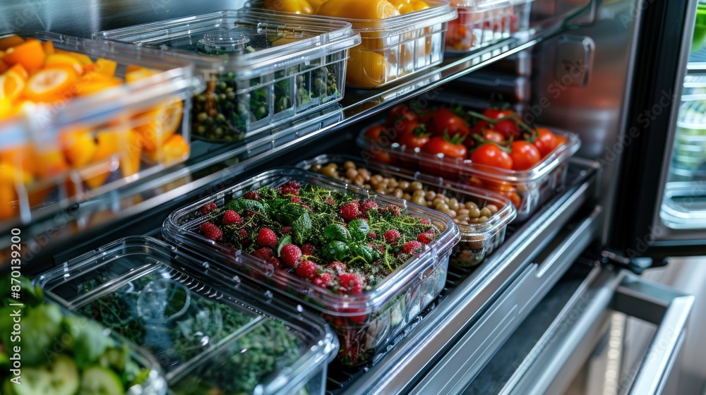 Fresh Produce Stored in Modern Refrigerator Fresh Produce Stored in Modern Refrigerator