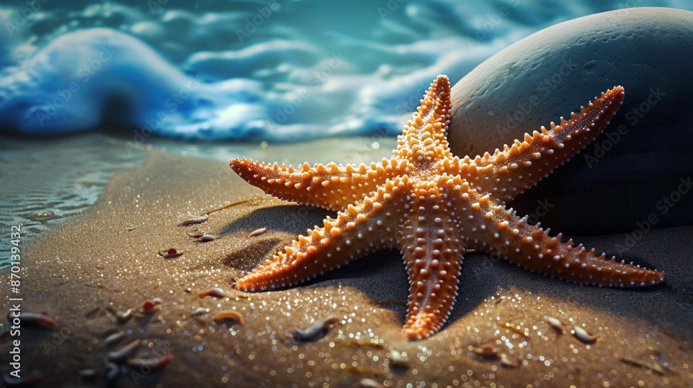 Starfish on sand sea life close up beauty, AI Generative Starfish on sand sea life close up beauty, AI Generative