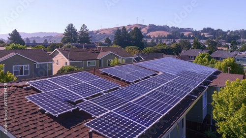 Wallpaper Mural A community microgrid powered by solar panels on rooftops, providing energy independence to a neighborhood. Torontodigital.ca