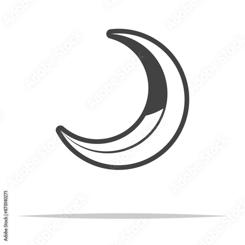 Crescent moon icon transparent vector isolated