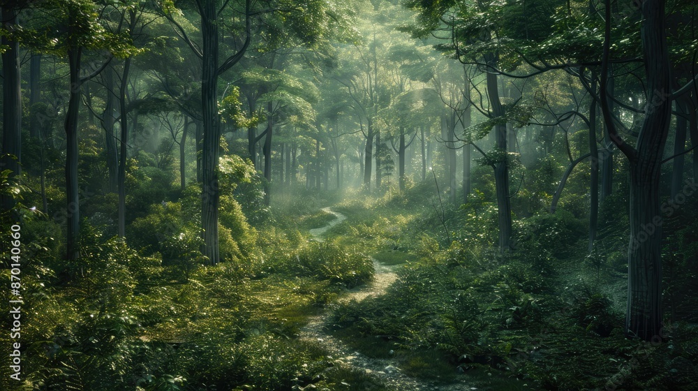 A dense forest with a clear path winding through, representing clarity and direction amidst chaos. A dense forest with a clear path winding through, representing clarity and direction amidst chaos.