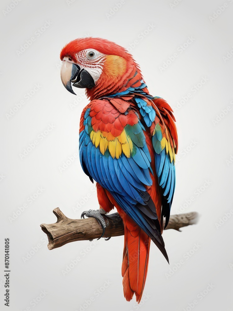 Fototapeta premium Scarlet Macaw Perched on Branch.