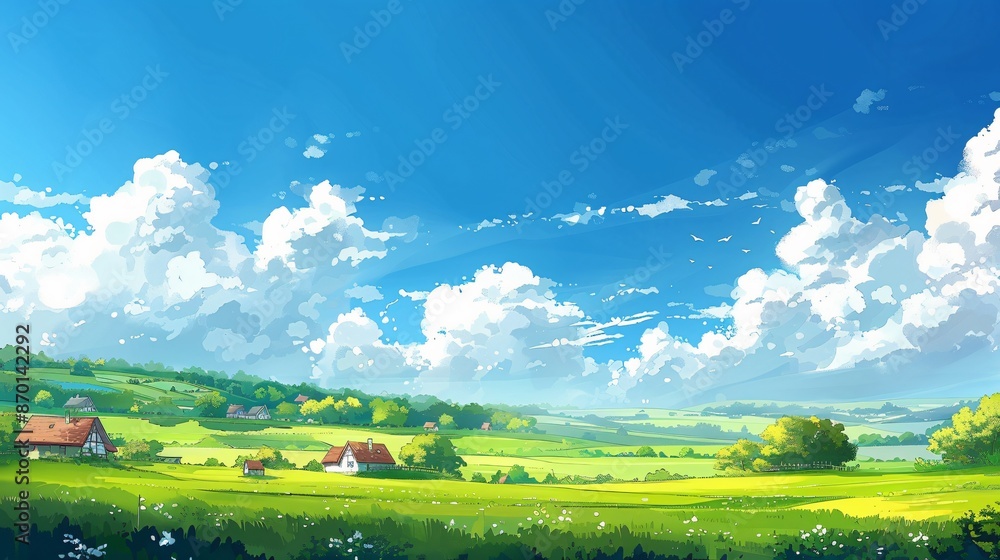 Fototapeta premium clouds in the sky landscape anime style 