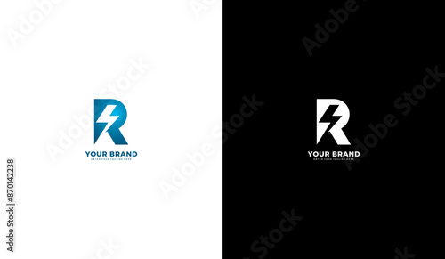 Power R monogram logo. Power icon, electric, letter r. Graphic vector illustration design