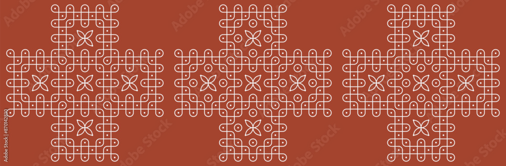 Obraz premium Set of Indian folk art pulli kolam. editable home decor patterns.