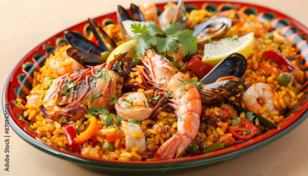 A Colorful Dish of Seafood Paella A Colorful Dish of Seafood Paella