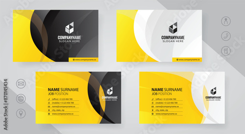 Set of yellow and black Modern Corporate Business Card Design Templates, vector eps 10