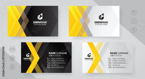 Set of yellow and black Modern Corporate Business Card Design Templates, vector eps 10
