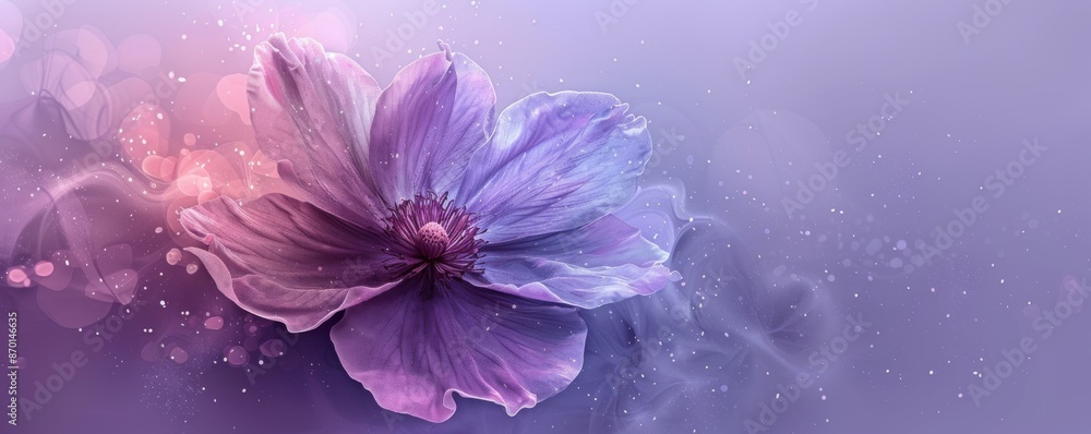 Purple flower made of powdered material in a magical and ethereal setting Purple flower made of powdered material in a magical and ethereal setting