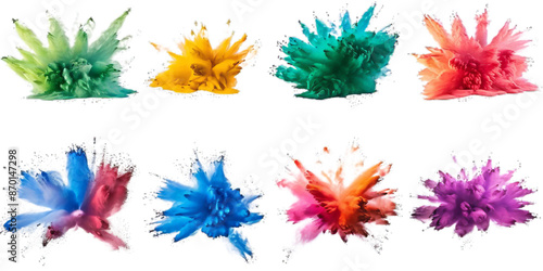 color powder explosion isolated on white transparent png background © AsmArif