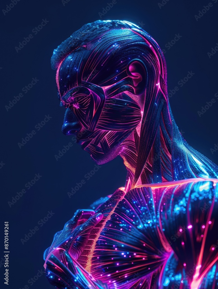 Glowing Anatomical Figure in Neon Light Glowing Anatomical Figure in Neon Light