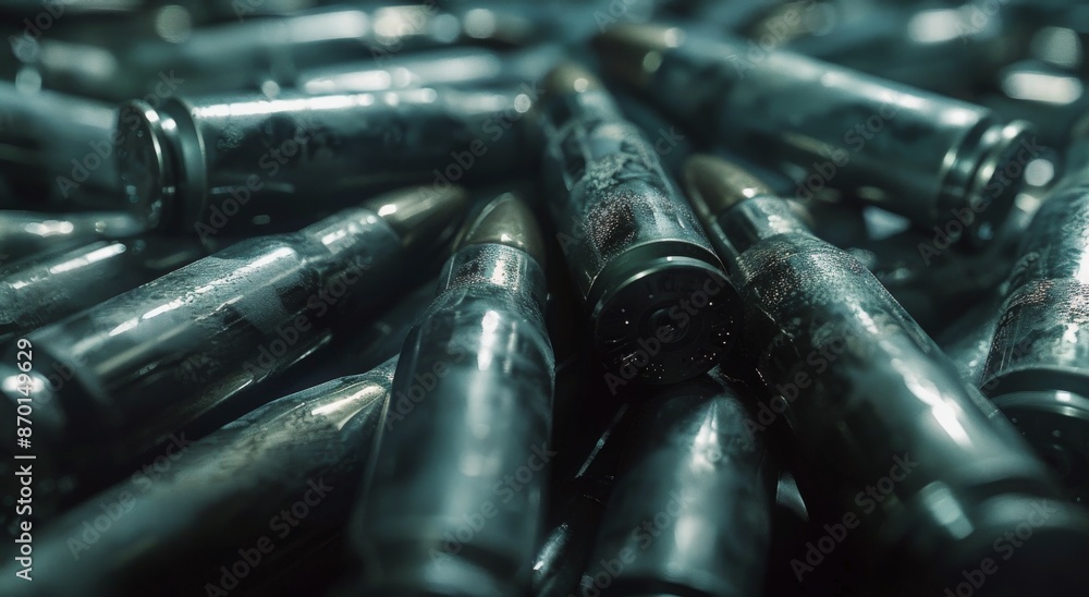 Close Up Of Bullet Casings In A Pile Close Up Of Bullet Casings In A Pile