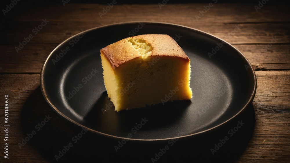 Solitude in Simplicity, A Single Slice of Cake on a Dark Plate Solitude in Simplicity, A Single Slice of Cake on a Dark Plate
