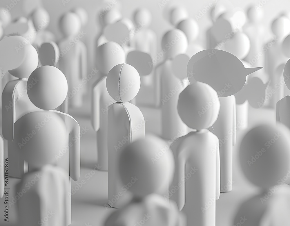 A group of white people with speech bubbles. A group of white people with speech bubbles.