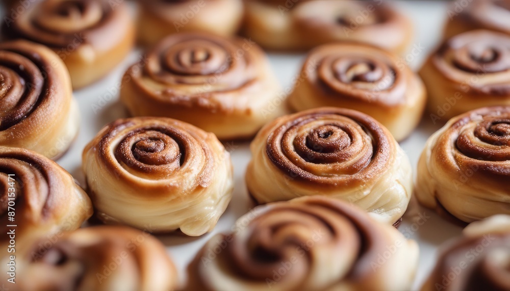Fototapeta premium Cinnamon roll buns on pastry
