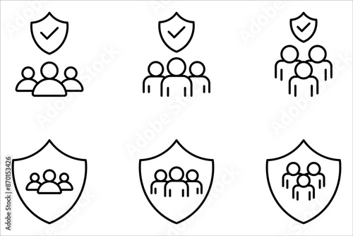 People insurance line icon set. Life protection policy symbol on white background