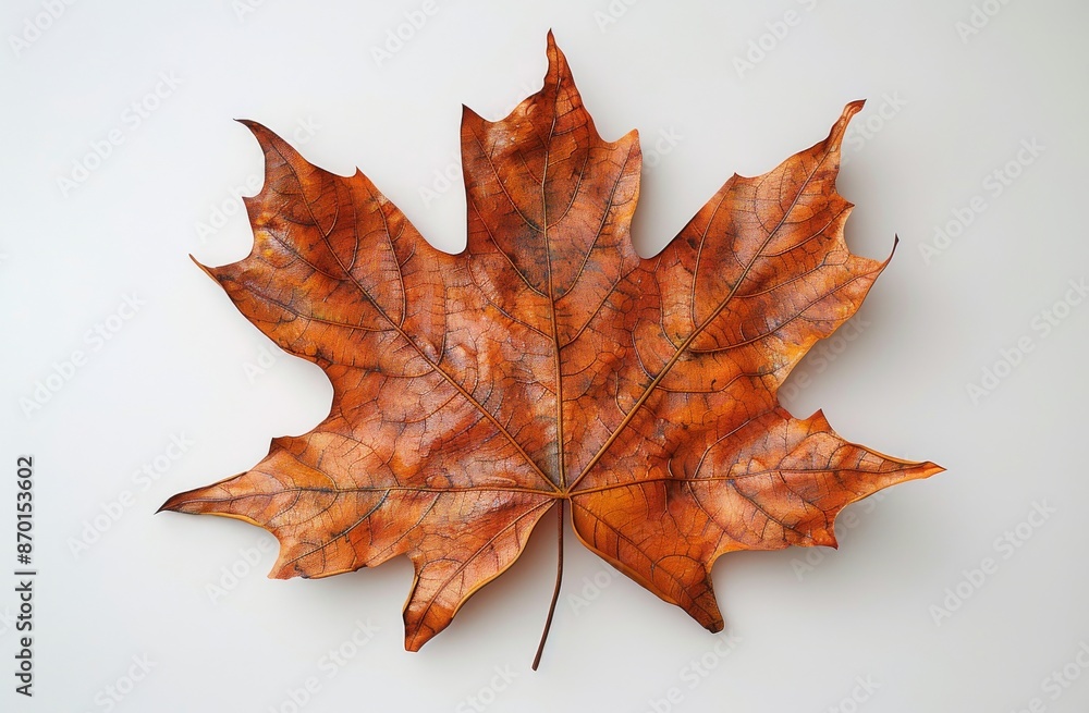 Fototapeta premium Single Orange Maple Leaf on White Background