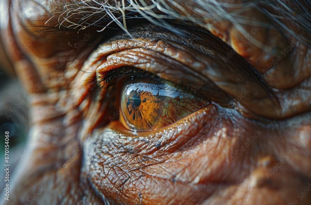 Close Up of an Elderly Persons Eye Reflecting a Golden Temple Close Up of an Elderly Persons Eye Reflecting a Golden Temple