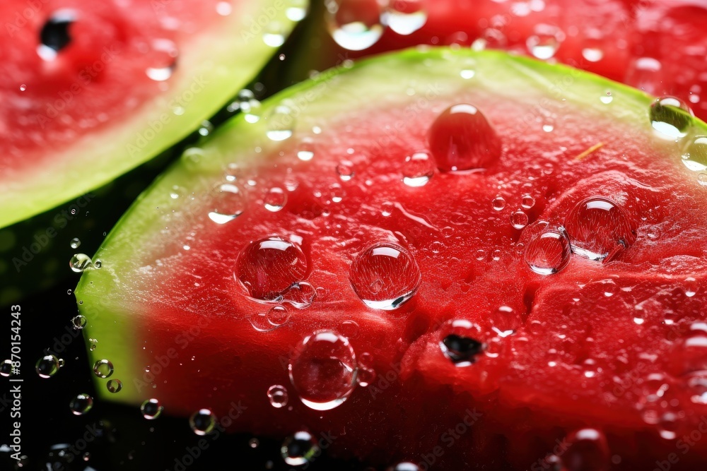 Watermelon Slices with Water Droplets Watermelon Slices with Water Droplets