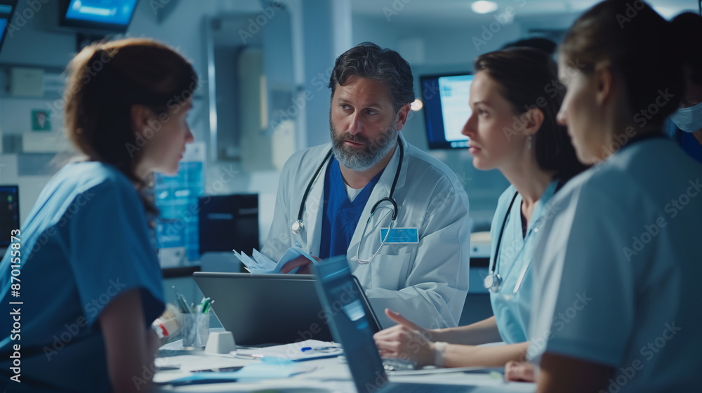 Fototapeta premium Doctors Having a Discussion in Hospital, Hospital Staff