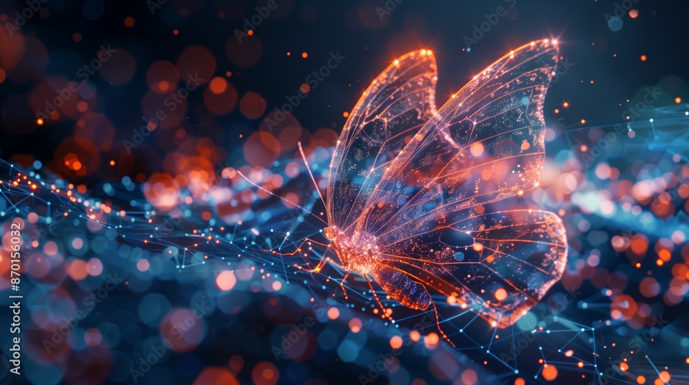 Digital Transformation Concept Butterfly with Gradient Background Digital Transformation Concept Butterfly with Gradient Background